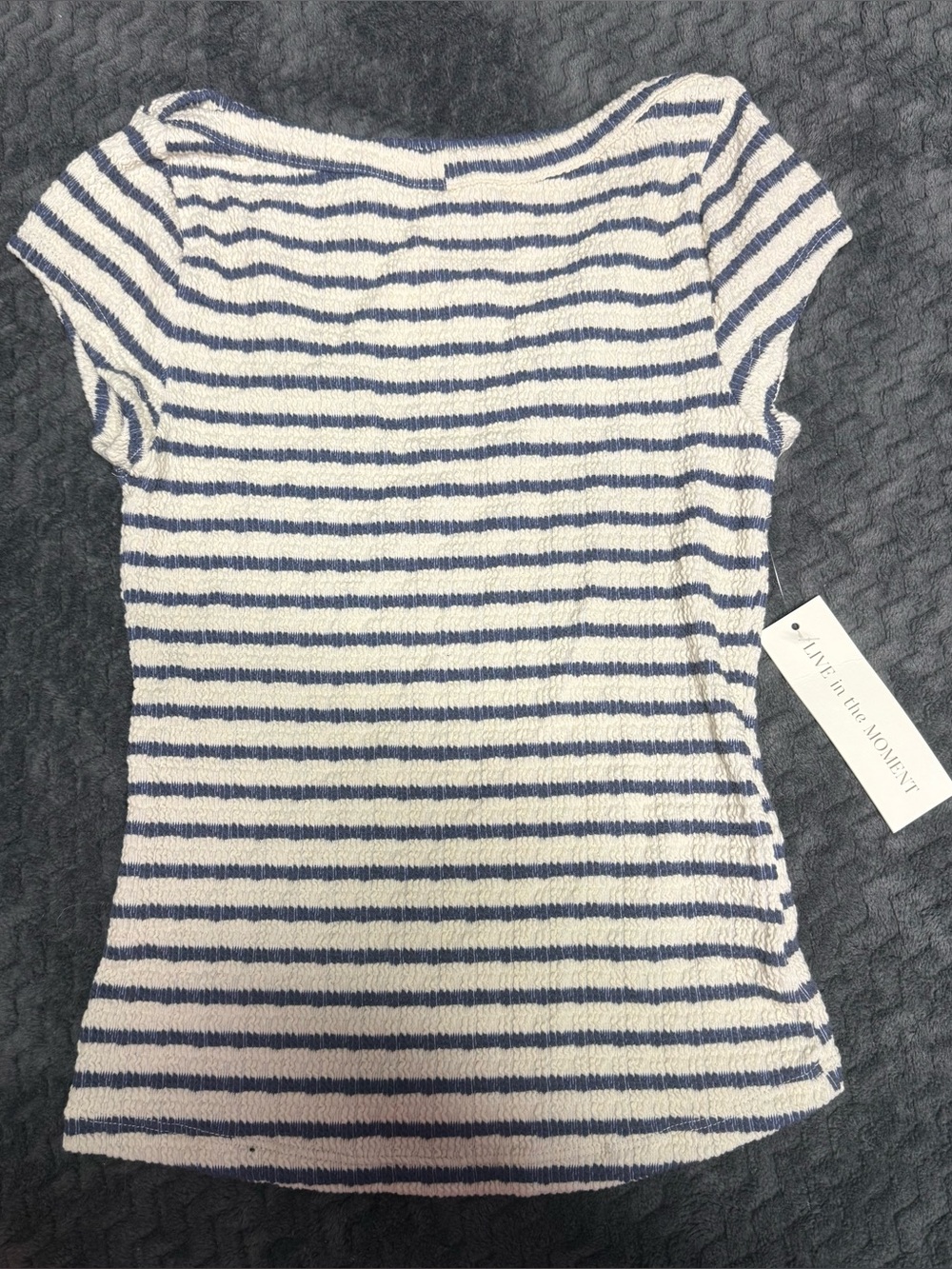 Striped Navy and White Short Sleeve Top